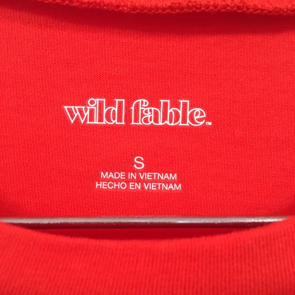 Women's Wild Fable Red Long Sleeve Crew Neck Cropped T Shirt NWT Choose Size - Picture 4 of 6